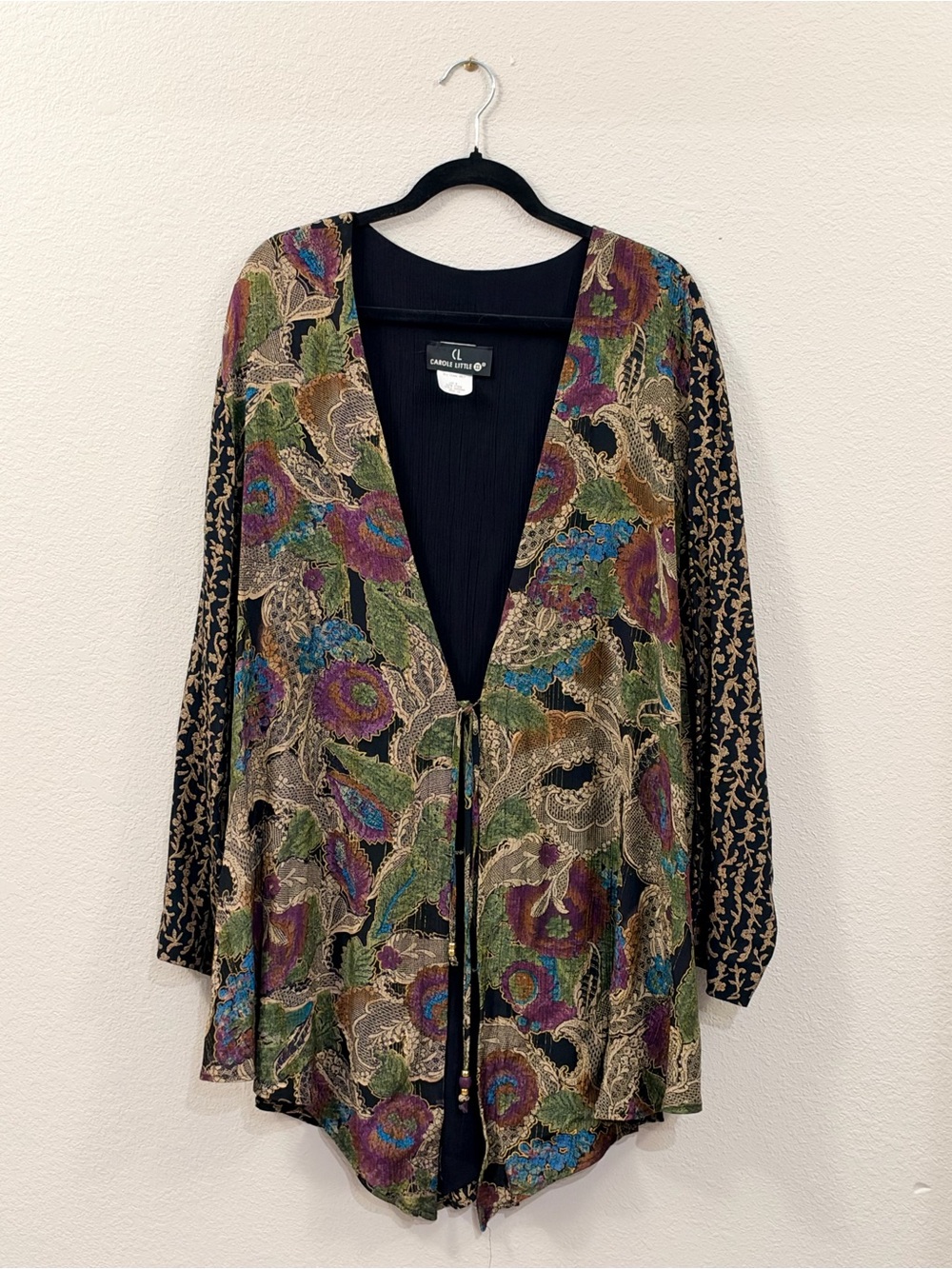VTG Carole Little German Rayon Tie Front Jacket